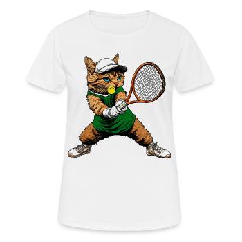 Katzen Tennis - Frauen T-Shirt atmungsaktiv - Weiß - Vorne - AI Model Female 172 dark (172cm)