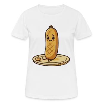 Sad sausage, sausage on the plate - Women's Breathable T-Shirt - white - Front - AI Model Female 172 dark (172cm)