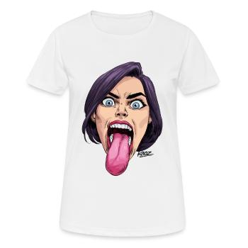 Tongue Out: Comic Expression - Women's Breathable T-Shirt - white - Front - AI Model Female 172 dark (172cm)