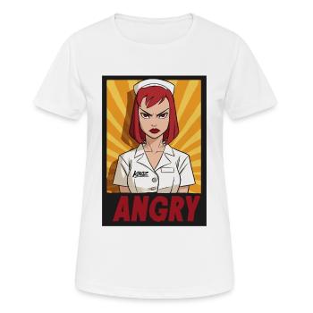 Wütende Krankenschwester Pop-Art - Frauen T-Shirt atmungsaktiv - Weiß - Vorne - AI Model Female 172 dark (172cm)