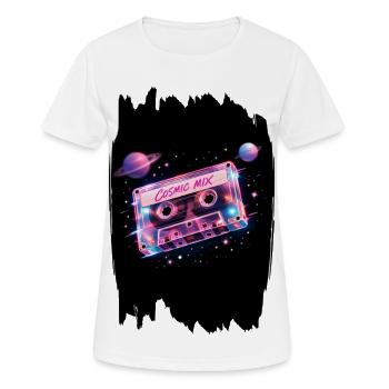 Cassette spatiale rétro des années 80 Cosmic Mix Tape - T-shirt respirant Femme - blanc - Devant - AI Model Female 172 dark (172cm)