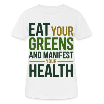 Naturopathe Eat Your Greens Manifest Health Pro - T-shirt respirant Femme - blanc - Devant - AI Model Female 172 dark (172cm)