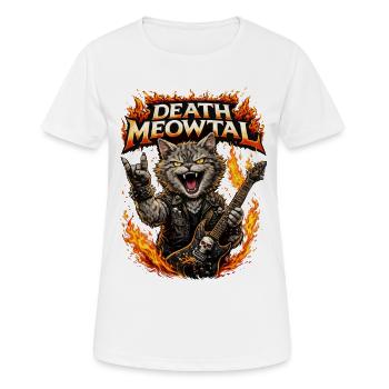 Death Meowtal Rock Inferno - Frauen T-Shirt atmungsaktiv - Weiß - Vorne - AI Model Female 172 dark (172cm)
