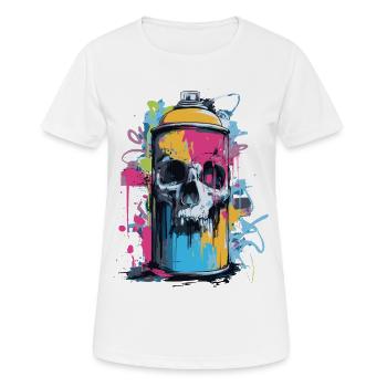 Skull Graffiti Spray Can - Women's Breathable T-Shirt - white - Front - AI Model Female 172 dark (172cm)