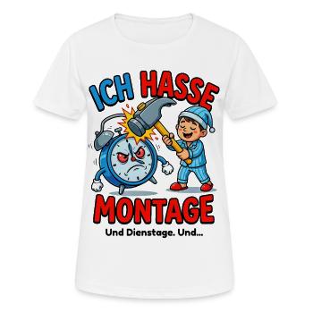 Je déteste les lundis – Alarm & Hammer - T-shirt respirant Femme - blanc - Devant - AI Model Female 172 dark (172cm)