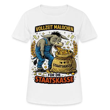 Vollzeit Malochen Für Die Staatskasse - Frauen T-Shirt atmungsaktiv - Weiß - Vorne - AI Model Female 172 dark (172cm)