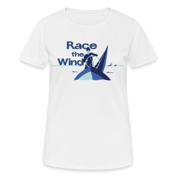 Course contre le vent – Diction du capitaine de régate de voile - T-shirt respirant Femme - blanc - Devant - AI Model Female 172 dark (172cm)