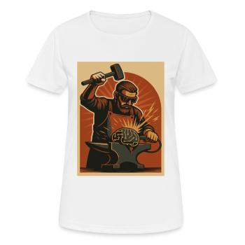 Forgeron forge un cerveau sur enclume - T-shirt respirant Femme - blanc - Devant - AI Model Female 172 dark (172cm)