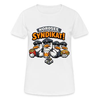 Nordsee Syndikat! Maritime Adler-Crew Moewe Ostsee - Frauen T-Shirt atmungsaktiv - Weiß - Vorne - AI Model Female 172 dark (172cm)