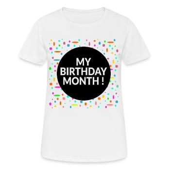 Mon mois d’anniversaire - T-shirt respirant Femme - blanc - Devant - AI Model Female 172 dark (172cm)