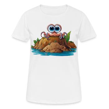Kieselkrabbe mit Kulleraugen - Frauen T-Shirt atmungsaktiv - Weiß - Vorne - AI Model Female 172 dark (172cm)