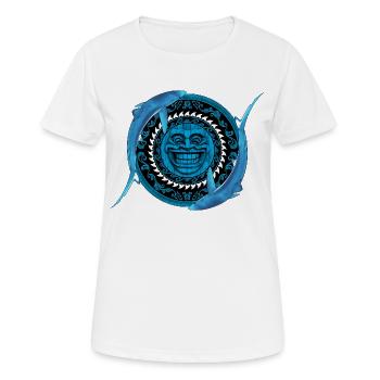 Blauhai Tiki - Frauen T-Shirt atmungsaktiv - Weiß - Vorne - AI Model Female 172 dark (172cm)