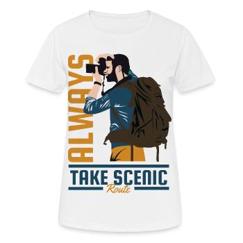 Prenez toujours des aventures de voyage sur itinéraire panoramique - T-shirt respirant Femme - blanc - Devant - AI Model Female 172 dark (172cm)