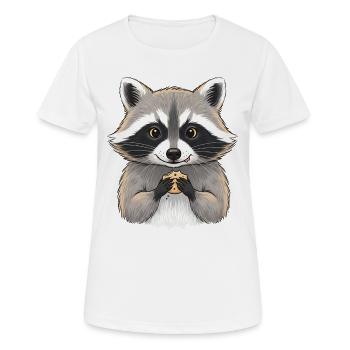 Kuschelraccoon mit Keks - Frauen T-Shirt atmungsaktiv - Weiß - Vorne - AI Model Female 172 dark (172cm)