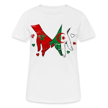 Marokko Algerien Flaggen Händehalten used - Frauen T-Shirt atmungsaktiv - Weiß - Vorne - AI Model Female 172 dark (172cm)