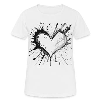 Éclaboussures de cœur d’encre - T-shirt respirant Femme - blanc - Devant - AI Model Female 172 dark (172cm)