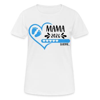 Mama 2026 loading Herz Babyfüße blau Junge - Frauen T-Shirt atmungsaktiv - Weiß - Vorne - AI Model Female 172 dark (172cm)