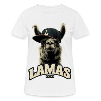 Lamas Rocks - Frauen T-Shirt atmungsaktiv - Weiß - Vorne - AI Model Female 172 dark (172cm)