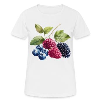 Baies sauvages Baies Myrtille Framboise Mûre - T-shirt respirant Femme - blanc - Devant - AI Model Female 172 dark (172cm)