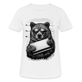 Photo d’identité d’Ours brun – Halfton rétro avec lunettes de soleil - T-shirt respirant Femme - blanc - Devant - AI Model Female 172 dark (172cm)
