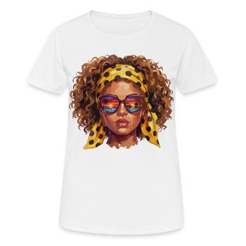 Frau mit Sonnenbrille  - Frauen T-Shirt atmungsaktiv - Weiß - Vorne - AI Model Female 172 dark (172cm)
