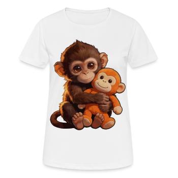 Petit singe mignon donne un coup de poing Coup de poing singe - T-shirt respirant Femme - blanc - Devant - AI Model Female 172 dark (172cm)