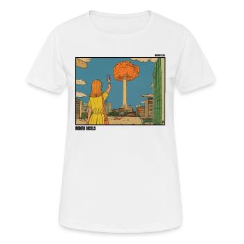 Selfie vor Atompuff - Frauen T-Shirt atmungsaktiv - Weiß - Vorne - AI Model Female 172 dark (172cm)