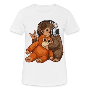 Monkey Punch Affe Musik hören  - Frauen T-Shirt atmungsaktiv - Weiß - Vorne - AI Model Female 172 dark (172cm)
