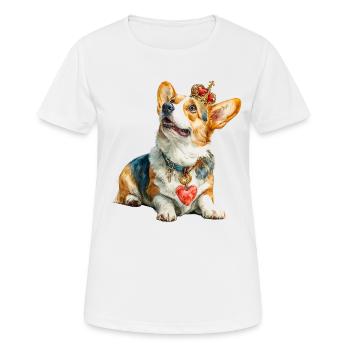 Königlicher Corgi  - Frauen T-Shirt atmungsaktiv - Weiß - Vorne - AI Model Female 172 dark (172cm)
