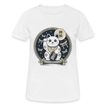 Médaille Maneki Neko Night - T-shirt respirant Femme - blanc - Devant - AI Model Female 172 dark (172cm)
