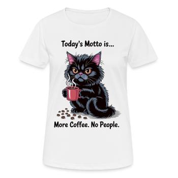 Plus de café sans personne avec un chat noir - T-shirt respirant Femme - blanc - Devant - AI Model Female 172 dark (172cm)