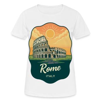 Romer Kolosseum Retro Sonnenuntergangs-Reiseabzeichen - Frauen T-Shirt atmungsaktiv - Weiß - Vorne - AI Model Female 172 dark (172cm)