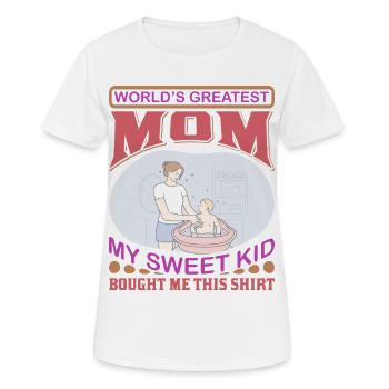 World's Greatest Mom – Mein süßes Kind-Geschenkhemd - Frauen T-Shirt atmungsaktiv - Weiß - Vorne - AI Model Female 172 dark (172cm)