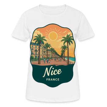 Nice French Riviera Vintage Travel Badge - Women's Breathable T-Shirt - white - Front - AI Model Female 172 dark (172cm)