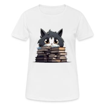 Kittens over stacks of books - Women's Breathable T-Shirt - white - Front - AI Model Female 172 dark (172cm)