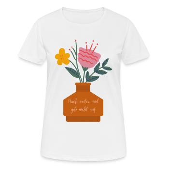 Blumenstrauß Mutspruch Vase - Frauen T-Shirt atmungsaktiv - Weiß - Vorne - AI Model Female 172 dark (172cm)