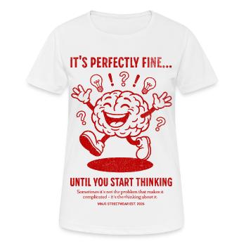 Red Brain Comic: Stop Thinking - Women's Breathable T-Shirt - white - Front - AI Model Female 172 dark (172cm)