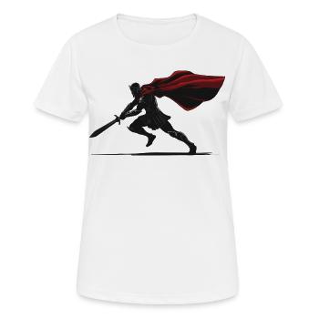 Spartanischer Krieger, Schattenschwert-Maskottchen-Krieger, Krieger - Frauen T-Shirt atmungsaktiv - Weiß - Vorne - AI Model Female 172 dark (172cm)