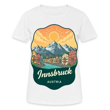 Innsbruck Alps Vintage Sunset Abzeichen - Frauen T-Shirt atmungsaktiv - Weiß - Vorne - AI Model Female 172 dark (172cm)