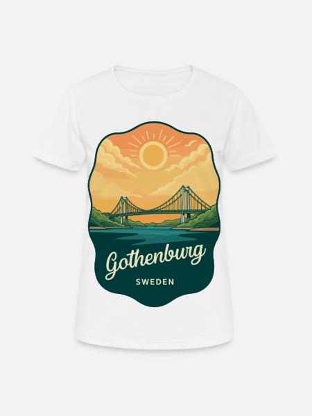 Gothenburg Sweden Retro Sunset Travel Badge - Andningsaktiv T-shirt dam - vit