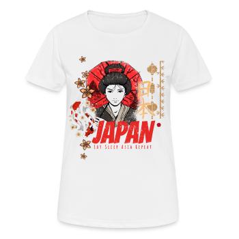 Japan Vintage Design mit Koi und Lotus Souvenir - Frauen T-Shirt atmungsaktiv - Weiß - Vorne - AI Model Female 172 dark (172cm)