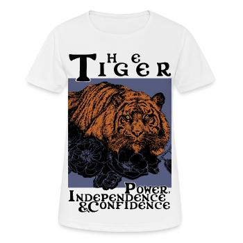 DER TIGER - Frauen T-Shirt atmungsaktiv - Weiß - Vorne - AI Model Female 172 dark (172cm)