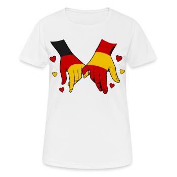 Deutschland_Spanien_Flagge_Haendehalten - T-shirt respirant Femme - blanc - Devant - AI Model Female 172 dark (172cm)