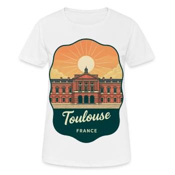 Toulouse Capitole Retro Sunset Travel Badge - Women's Breathable T-Shirt - white - Front - AI Model Female 172 dark (172cm)