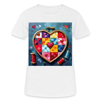 Patchwork Herz Quiltkunst - Frauen T-Shirt atmungsaktiv - Weiß - Vorne - AI Model Female 172 dark (172cm)