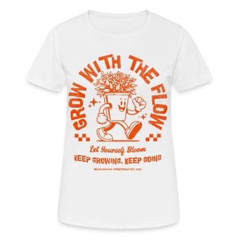 Cultiver avec la conception de la centrale à flux - T-shirt respirant Femme - blanc - Devant - AI Model Female 172 dark (172cm)