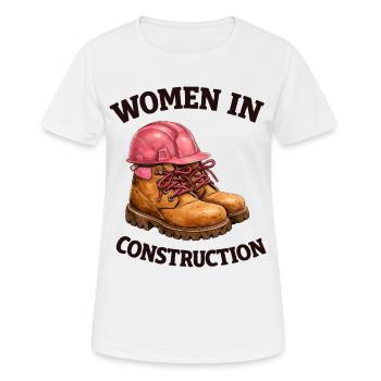 Women in Construction Work Boots and Construction Helmet - Women's Breathable T-Shirt - white - Front - AI Model Female 172 dark (172cm)