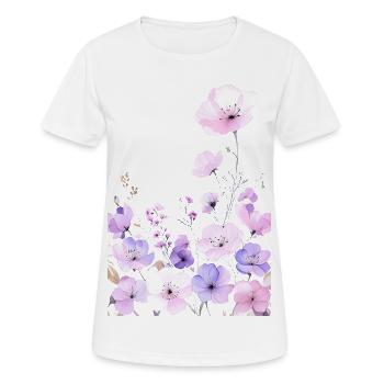 Pastell Wildblumen im sanften Blumen Garten - Frauen T-Shirt atmungsaktiv - Weiß - Vorne - AI Model Female 172 dark (172cm)
