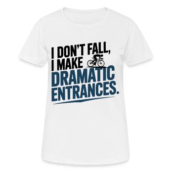 Künstlerischer Zyklus Ich falle nicht dramatischer Auftritt - Frauen T-Shirt atmungsaktiv - Weiß - Vorne - AI Model Female 172 dark (172cm)