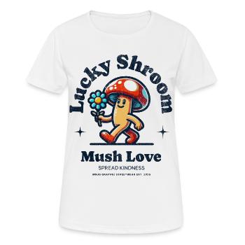 Happy Mushroom with Flower - Mush Love - Women's Breathable T-Shirt - white - Front - AI Model Female 172 dark (172cm)